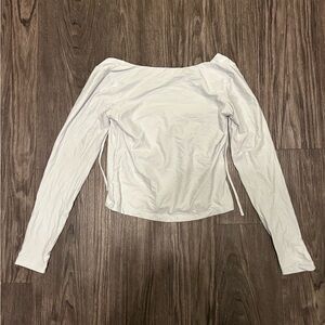 Wild Fable White Off Shoulder Long Sleeve Tie Top (Size S)